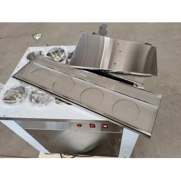 Machine à glaces à double casserole frite avec congélateur / machine à glaces à rouleaux Thai Stir Fry