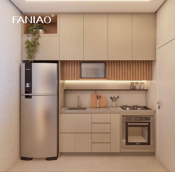 Projeto de gabinete de cozinha de mini-cozinha de melamina para gabinete de apartamento de cozinha de hotel