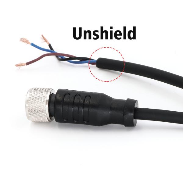 Straight M12 Connector Female 12 Pin Pre Assembled 5M Cable PVC A Code