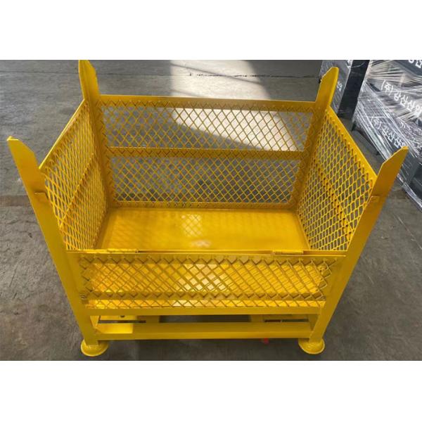 Вагонетка клетки склада Stillages твердой сетки Stackable стальная с колесами