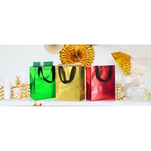 Sparkle Gift Bags With Tissues – Set Of Rose Gold Reusable Shiny Gift Bags Medium Size - Ideal As Goodie Bags
