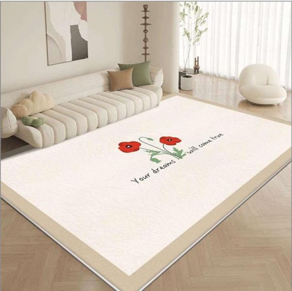 Creamy Imitation Cashmere Rectangle Living Room Floor Carpets 200*300cm