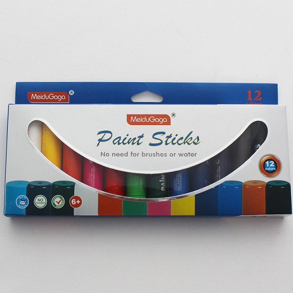 12 Colors Solid Tempera Paint Stick Washable Silky Crayons for Children