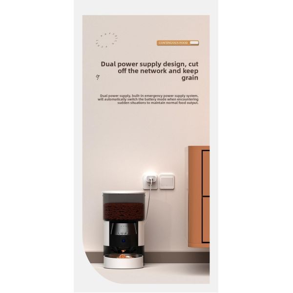 Intelligent Timing 720P Camera Automatic Feeder Eco-Friendly Solid Plastic Bowl Quantitative Cat/Dog Food Machine Power Charge