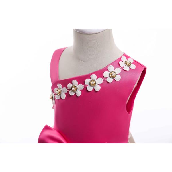 Bow Belt Dress Robe Fille Elbise Frozen Prinsess Enjurken Meisjes Vestido Menina Irregular One Shoulder Strap Dress