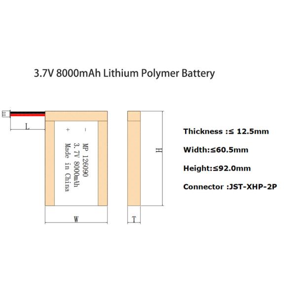 Перезаряжаемые батарея MSDS UN38.3 полимера иона лития 3.7V 8000mAh
