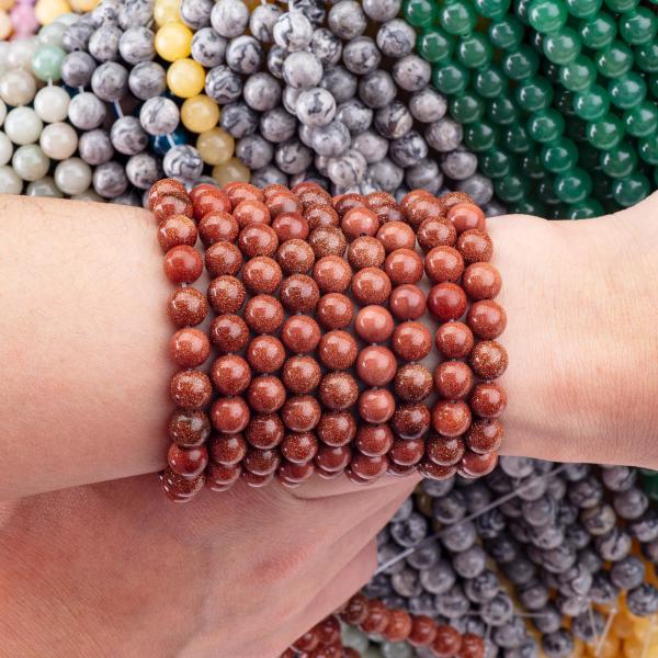 Gold Sandstone Round Bead Natural Crystal Gemstone Loose Bead Strands for DIY Jewelry Making