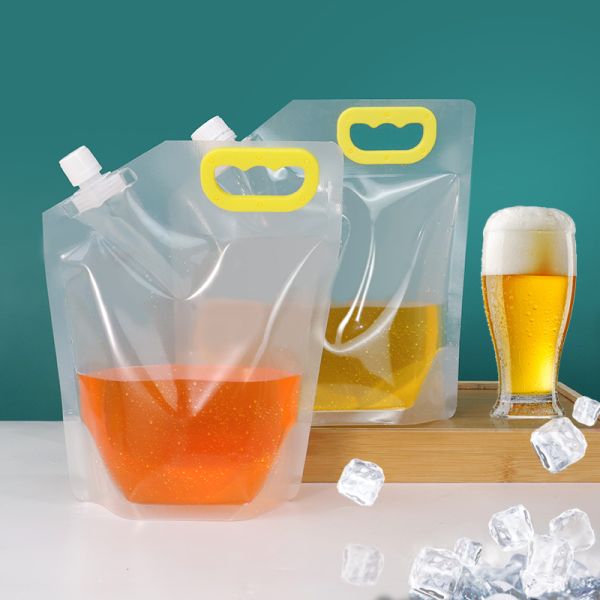 1L Transparent Self-Supporting Packaging Bag with Spout Inventory Leak-Proof Fruit Juice Beverage Beer Food Grade Material