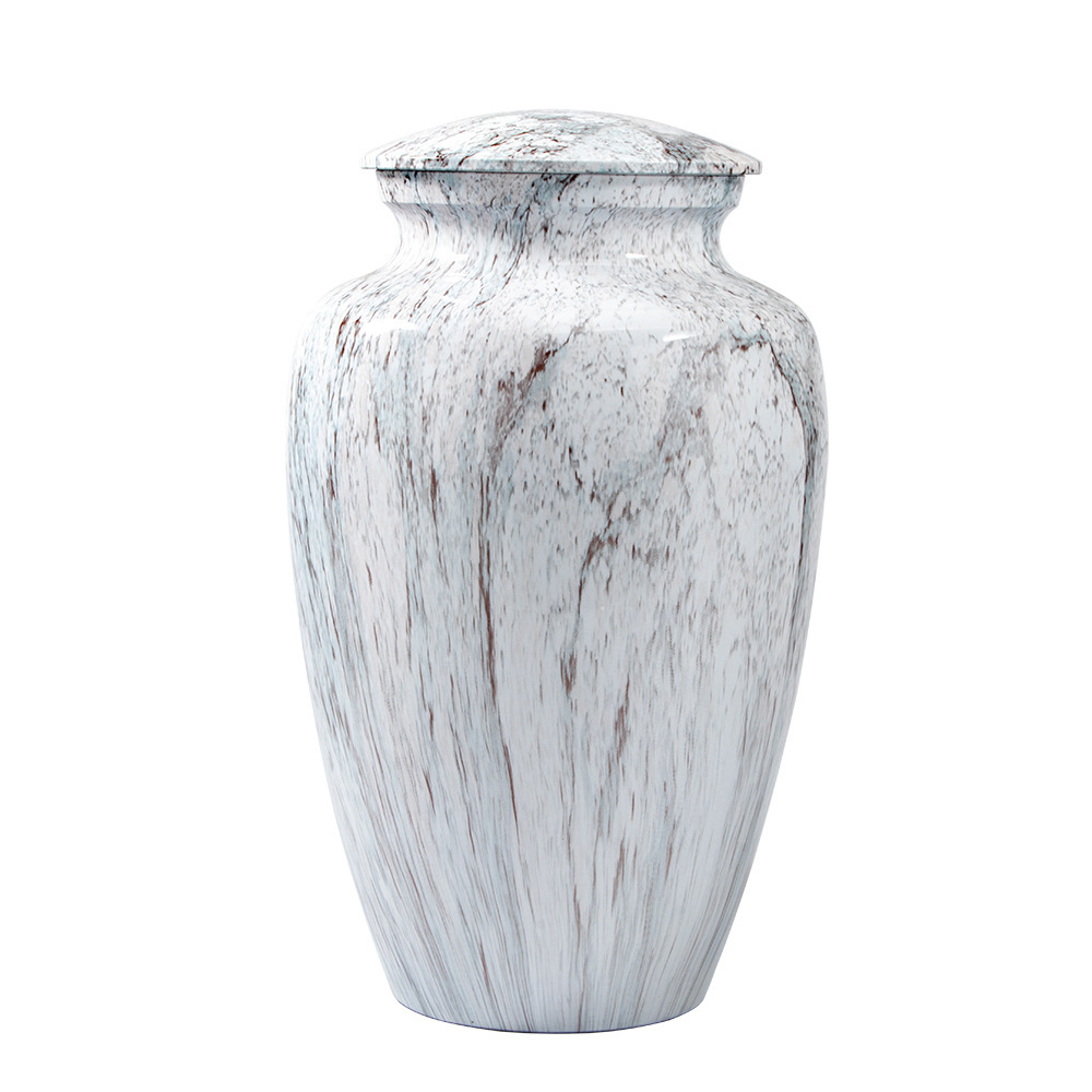 Durable Metal Human Ash Urn with Marble Effect Finish