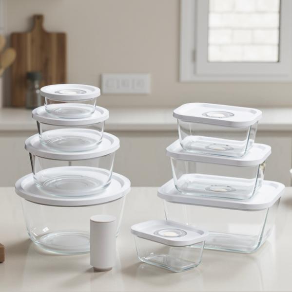 IKOO Container vitré sous vide scellable Ensemble d'étiquetteurs sous vide de nourriture Sacs sous vide de nourriture Container sous vide de nourriture