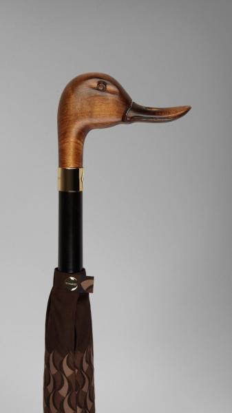 OEM Wooden J Handle Umbrella Head , Curved Umbrella Handle UV Protection