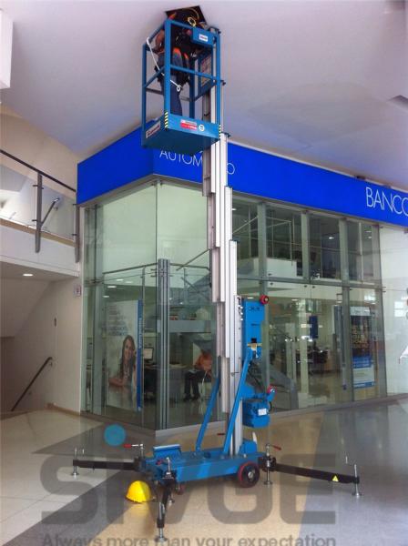 10m Single Mast Blue Hydraulic Lift Ladder 120kg Load For Office Buildings