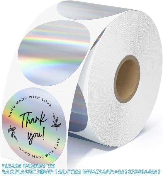 Holographic Round Thermal Label Stickers Circle 2 Inch Printable Rainbow Thermal Printer Labels Stickers Self-Adhesive