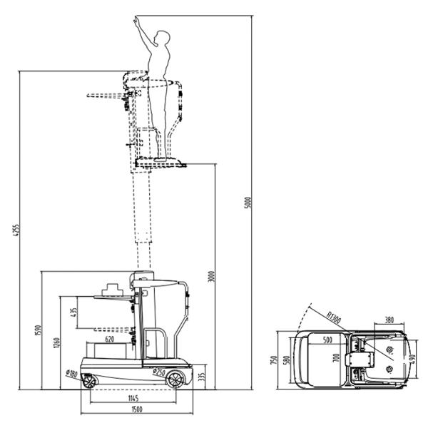Полностью электрическая платформа грузоподъемника рудоразборки заказа с 5км/х Макс путешествуя скорость