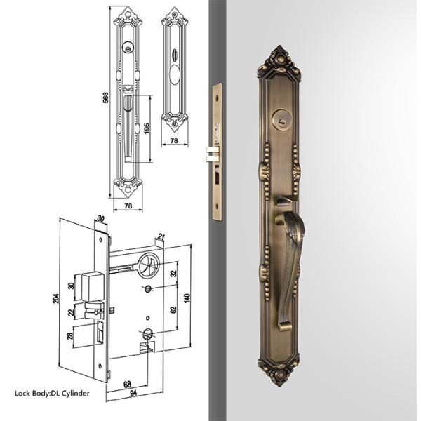Антикварные латуниные дверные ручки одноцилиндровые роскошные ручки цинковый сплав