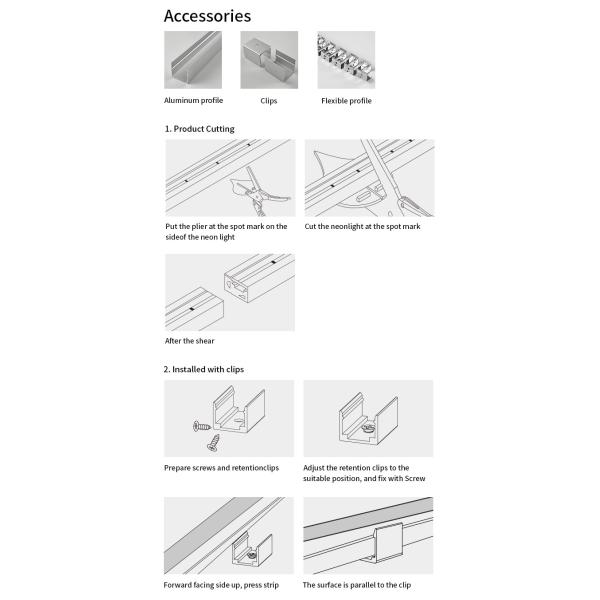 20*20mm LED RGB Luces de banda resistentes al agua IP65 DC24V LED Flexible Luz de Neón 3000K 4000K 5000K