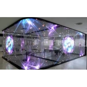 P7.82 LED Holographic Display Screen Transparent Flexible High Brightness LED Film Screen for Glass Window Shopping Mall Storefront Advertising Display Easy Installation Smart Control HD Visual Effect