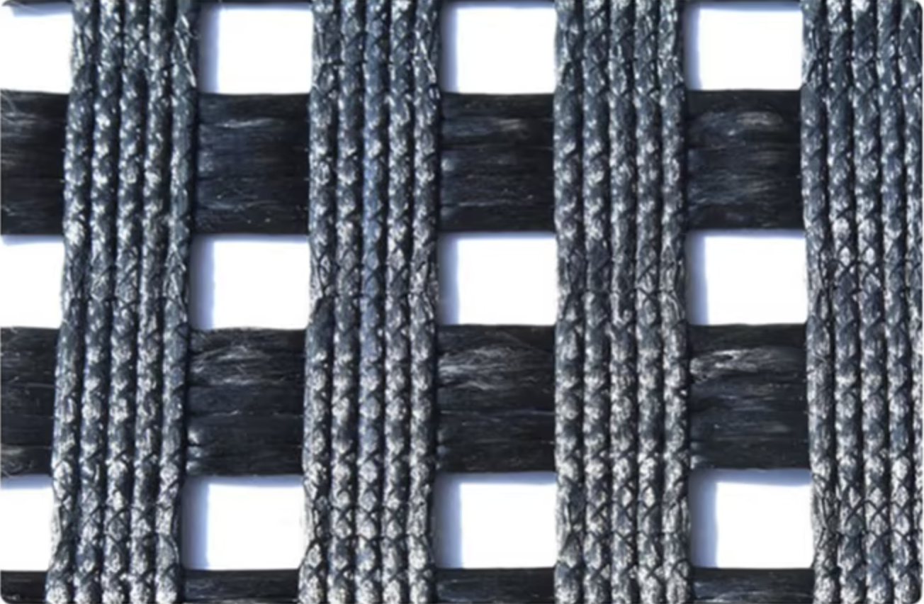 200-100 Kn/M Reinforced PET Polyester Geogrid For Foundation And Subgrade Stability