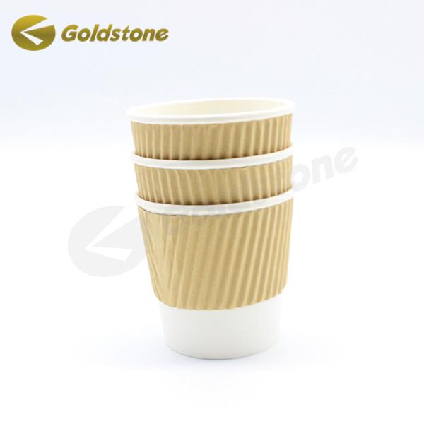 Custom Logo Ripple Wall Paper Cup Leak Resistant Ripple Insulated For Coffee And Tea