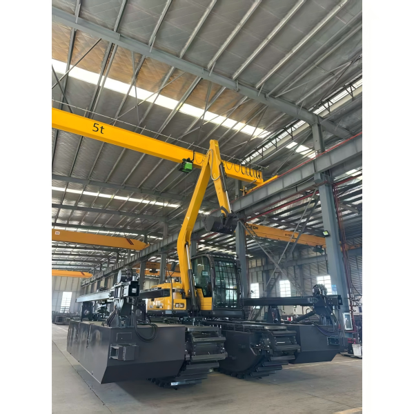 Real-life footage from the china factory Amphibious excavator low price