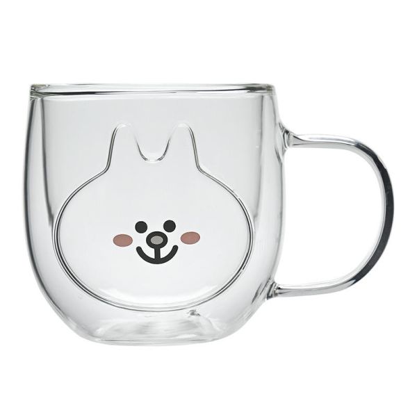 Borosilicate Glass Double Wall Clear Coffee Mugs Cartoon Cute Animal Shape 300ml