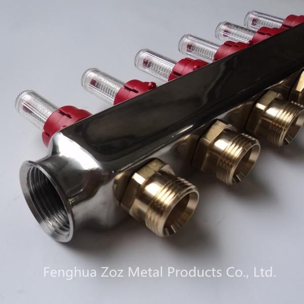 Stainless Steel Floor Heating Manifolds Set With Flow Meter , Flow Meter SS Manifold