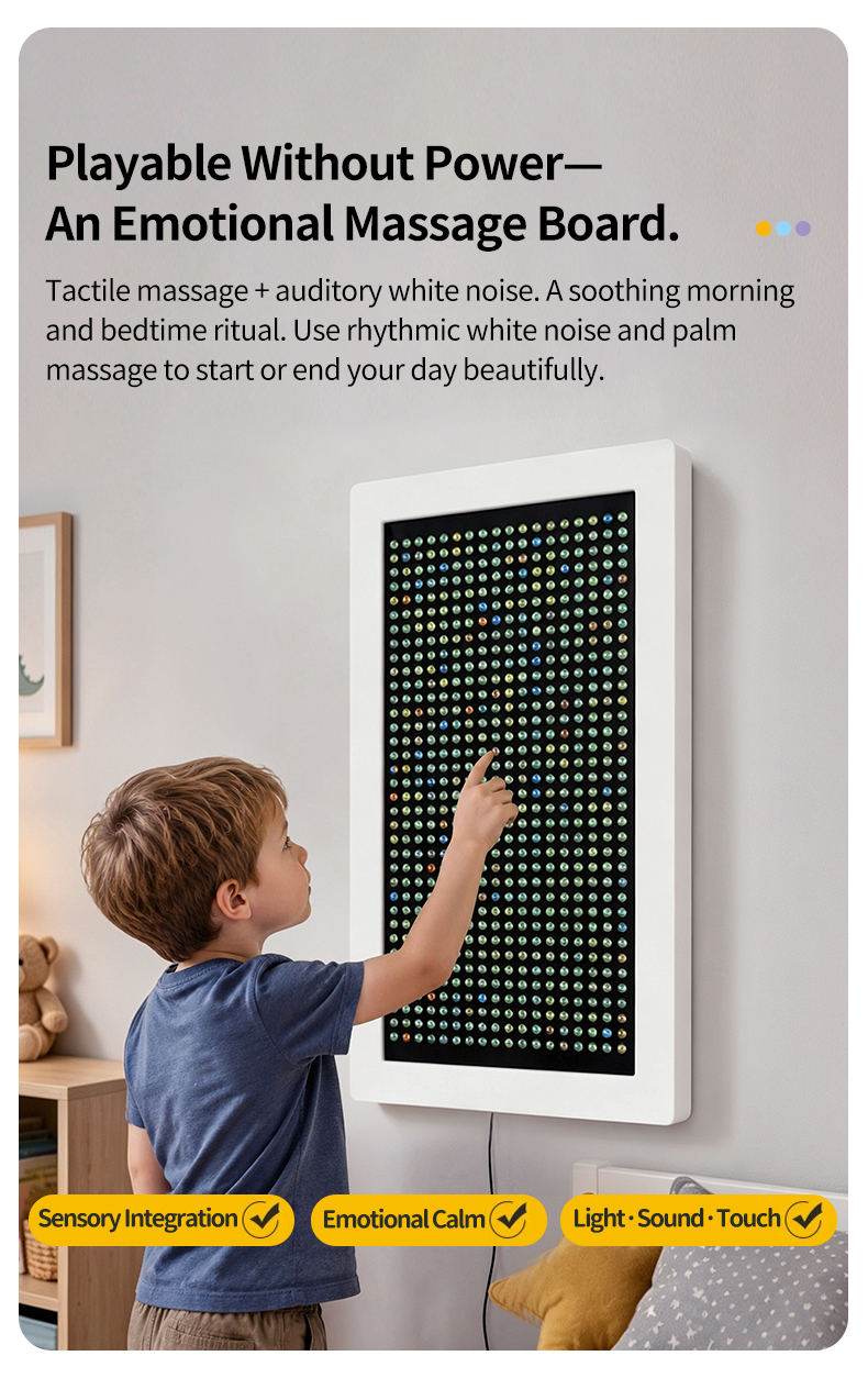 Interactive Sensory Wall LED Light Panel with RGB Color Changing and Customizable Dimensions for Kids Aged 2 to 14