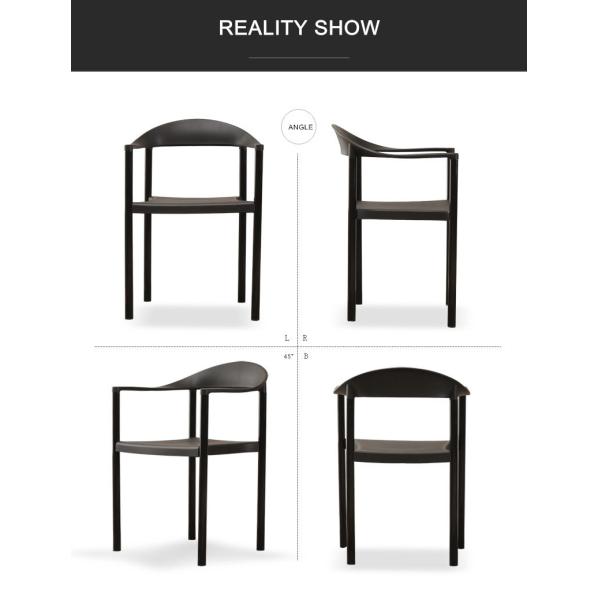 Leisure Chair With Armrest Metal Leg PP Dining Arm Chair Polypropy Plastic Chair