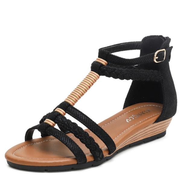 BS133 Wedge Sandals Female Summer Mid-Heel 2021 New Style Roman Shoes Fashion Bohemian Beach Shoes Footwear Shoes