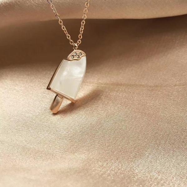 3D Fashion Stainless Steel Jewelry Ice Cream Cone Pendant Necklace