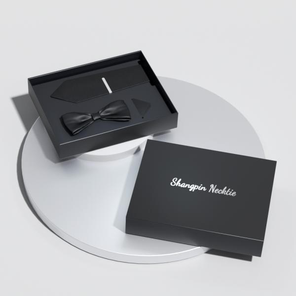 Outlet Paper Bow Tie Necktie Pin Gift Set Box Package Wholesale Logo Tie Gift Set Men Bow Paper Packaging Box for Tie