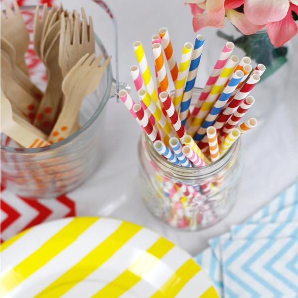 Recyclable Milkshake Striped Paper Straws Food Safe  Dye Free CE Certificited