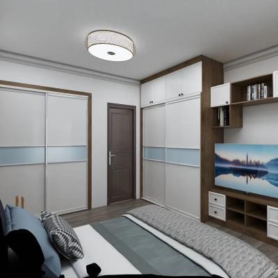 Villas Sliding Door Wardrobe Storage Units ODM Assembled 2 Door Sliding Wardrobe