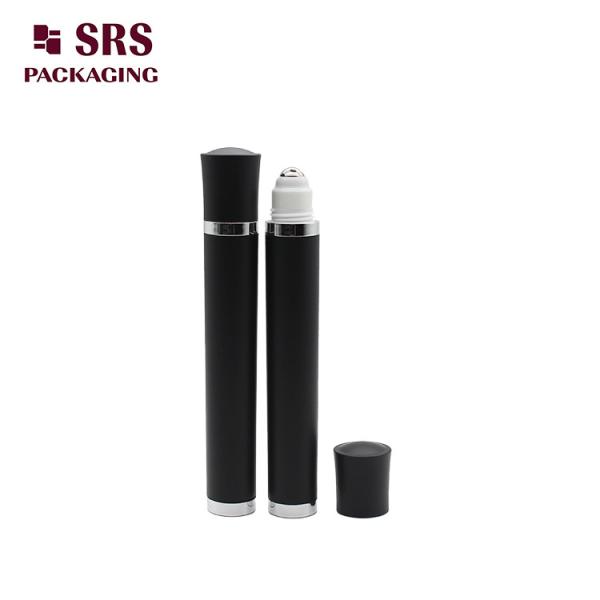 Empty Cosmetic Matte Black Vibrating Roller Ball Bottle 10ml for Eye Serum