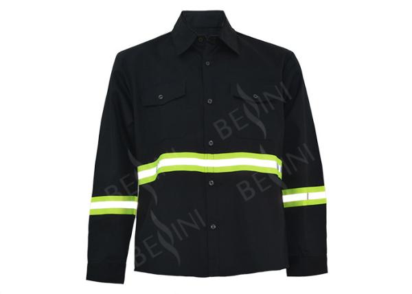 Pure Cotton Twill Navy Custom Work Shirts For Men With Two Chest Pockets
