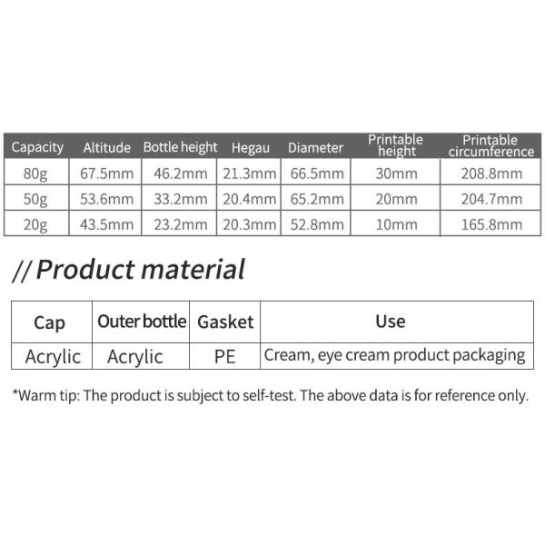 Pot cosmétique rond en acrylique rouge et vert pour soins de la peau du visage et du corps, vide, personnalisé de luxe, 80g, emballage de pot.