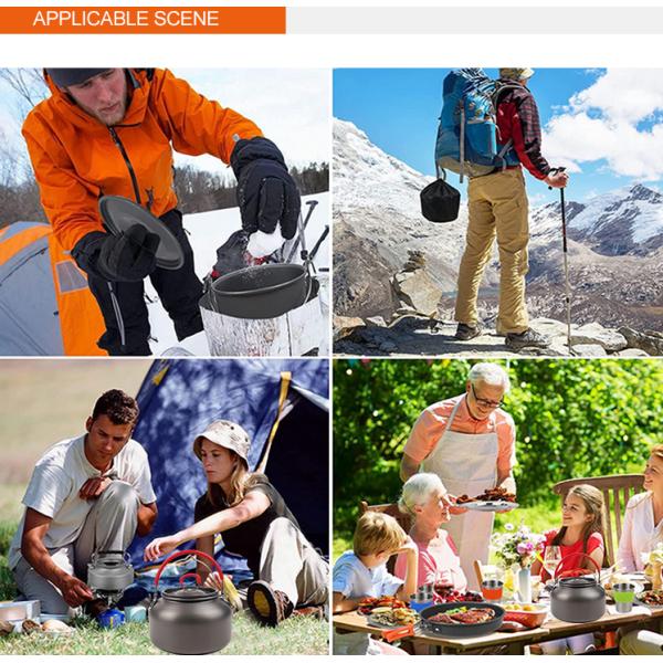 Алюминиевый на открытом воздухе набор Cookware, на открытом воздухе располагаясь лагерем чайник 0.8L с ручкой кремния