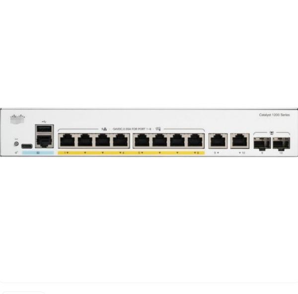 C1200-8P-E-2G Cisco Switches 8x 10/100/1000 PoE+ Ports With 67W Power Budget 2x Gigabit Copper/SFP Combo Ports, Rack-mountable