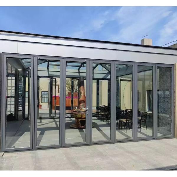 Fire Retardant 3.0mm Aluminium Bifold Patio Doors Slide Folding Glass Door