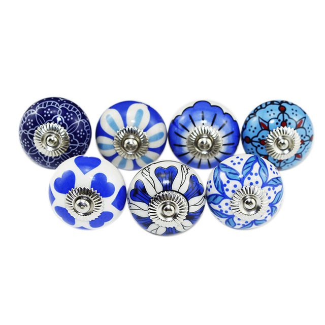 Latest Multi Color Ceramic Round Cabinet Knobs Zinc Drawer Cabinet Door Handle