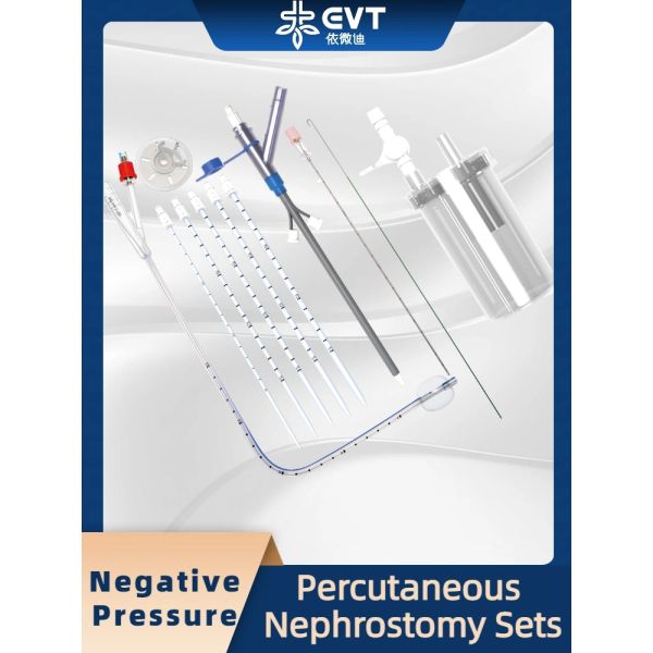 Kit de nefrostomía percutánea con protección visceral – Incluye catéter de nefrostomía de cola de cerdo de seguridad