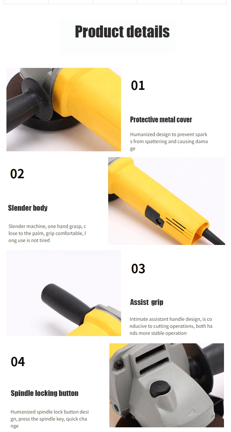 100mm 220V China Professional Customizable Angle Grinder Cordless Angle Grinders Sander Tool Sets De Walt