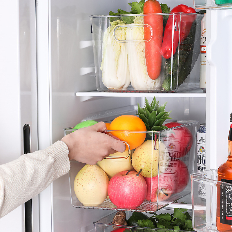Transparent Refrigerator Box Desktop Vegetable Organizer Box Portable Plastic Debris Storage Box