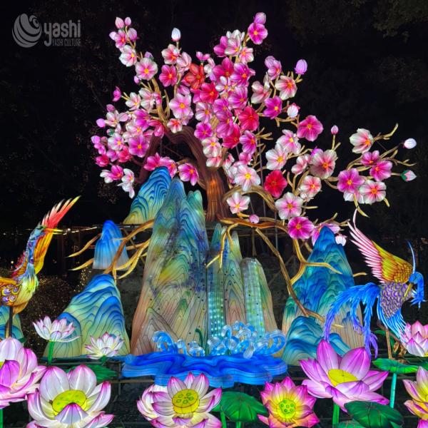 Chinese Spring Outdoor Festival Lantern Acrylic Painted For Exhibitions