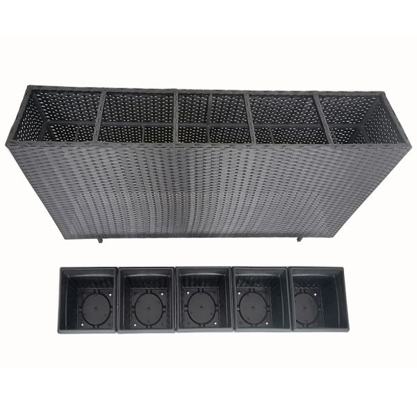 Metal Frame Poly Rattan Decorative Flower Planters Stand Garden Green Plant Flower Pots