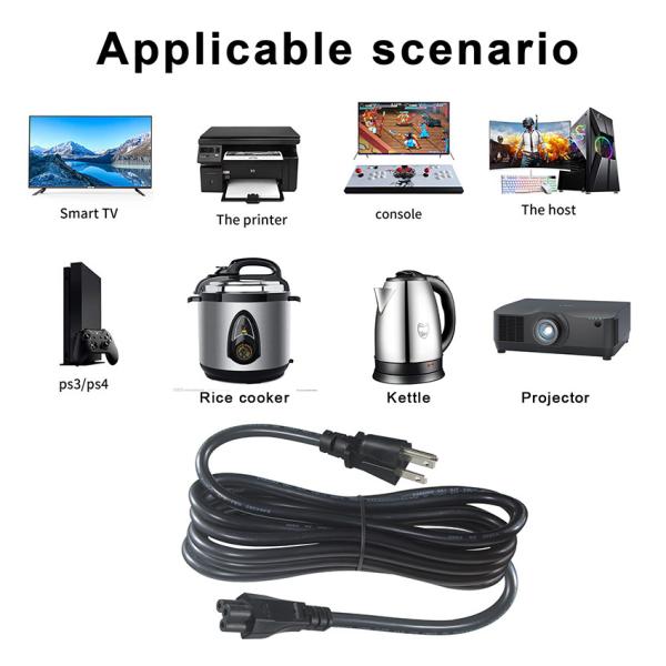 NEMA 5-15P to IEC C5 Power Cord 14AWG 250V 16A Black