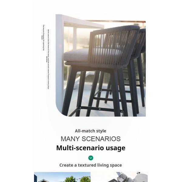 Handmade Rattan / Wicker Furniture Outdoor Bistro Bar Stools Aluminum Dining Chairs