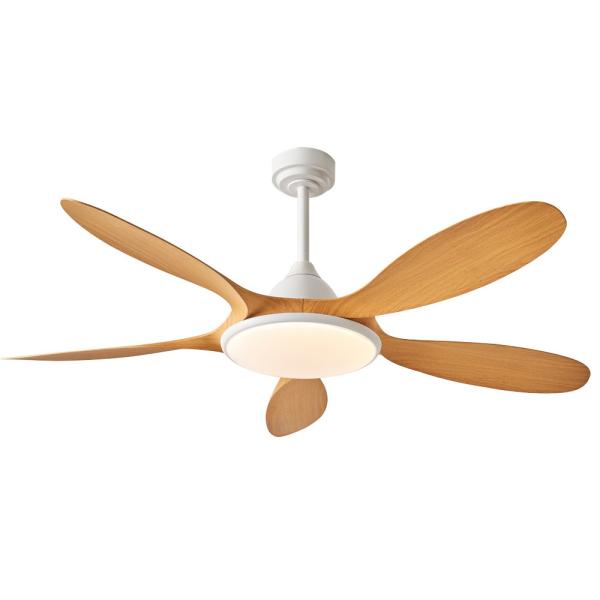 Ventilateur de plafond LED 5 lames ABS moteur silencieux LED éclairage Ventilateur de plafond intelligent avec télécommande