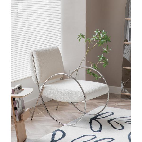 Lobby Teddy Metal Base Fabric Leisure Chair Bedroom Lounge