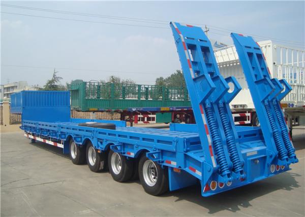 Heavy Equipment Delivery Lowboy Semi Trailer 4 Axle 80tons Top Flange Thickness 14mm